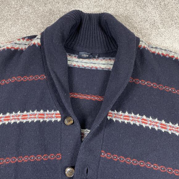 J Crew Factory Cardigan Mens Large Lambs Wool Shawl Collar Nordic Heritage - Picture 2 of 13